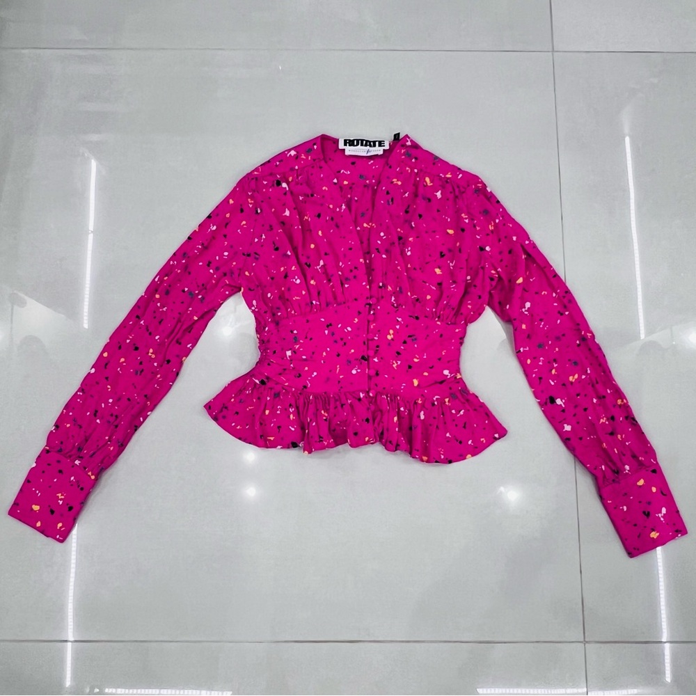 ROTATE BIRGER CHRISTENSEN
Tracy Paint Splash-print Blouse In Pink - Picture 7 of 13